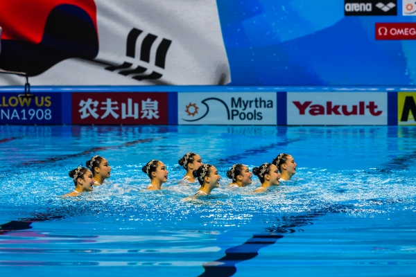 [사진=오상용 기자] 광주세계수영선수권대회 아티스틱 수영, 팀 테크니컬 예선전 대한민국