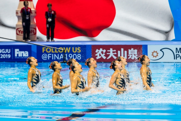 [사진=오상용 기자] 광주세계수영선수권대회 아티스틱 수영, 팀 테크니컬 예선전 일본