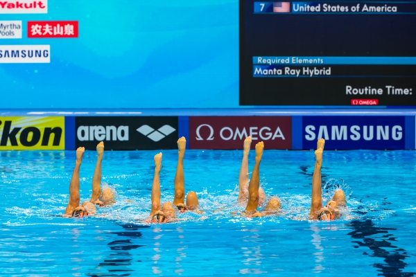 [사진=오상용 기자] 광주세계수영선수권대회 아티스틱 수영, 팀 테크니컬 예선전 미국