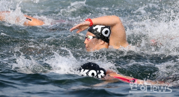 여자 5km 오픈워터 한국선수 (사진=2019광주세계수영선수권대회 조직위원회 제공)