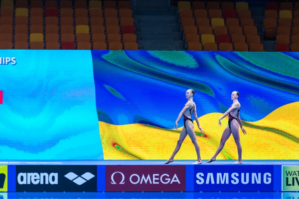 [사진=오상용 기자] 2019광주세계수영선수권대회, 듀엣 프리 결승전, 우크라이나(UKR) FIEDINA Marta, SAVCHUK Anastasiya